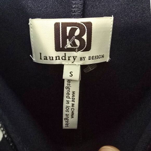 Laundry by Design Size S Belted Shift Dress Black Aqua Aztec Cowl Stretch Career - Picture 3 of 5